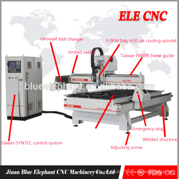 ELE 1325 servo do atc do router do cnc da madeira / máquina automática do eixo da mudança da ferramenta